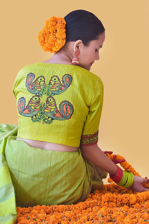 Suhavna Handpainted Madhubani Chanderi Blouse Gubbaro