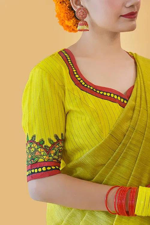 Sunehri Handpainted Madhubani Chanderi Blouse Gubbaro