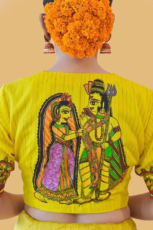 Sunehri Handpainted Madhubani Chanderi Blouse Gubbaro