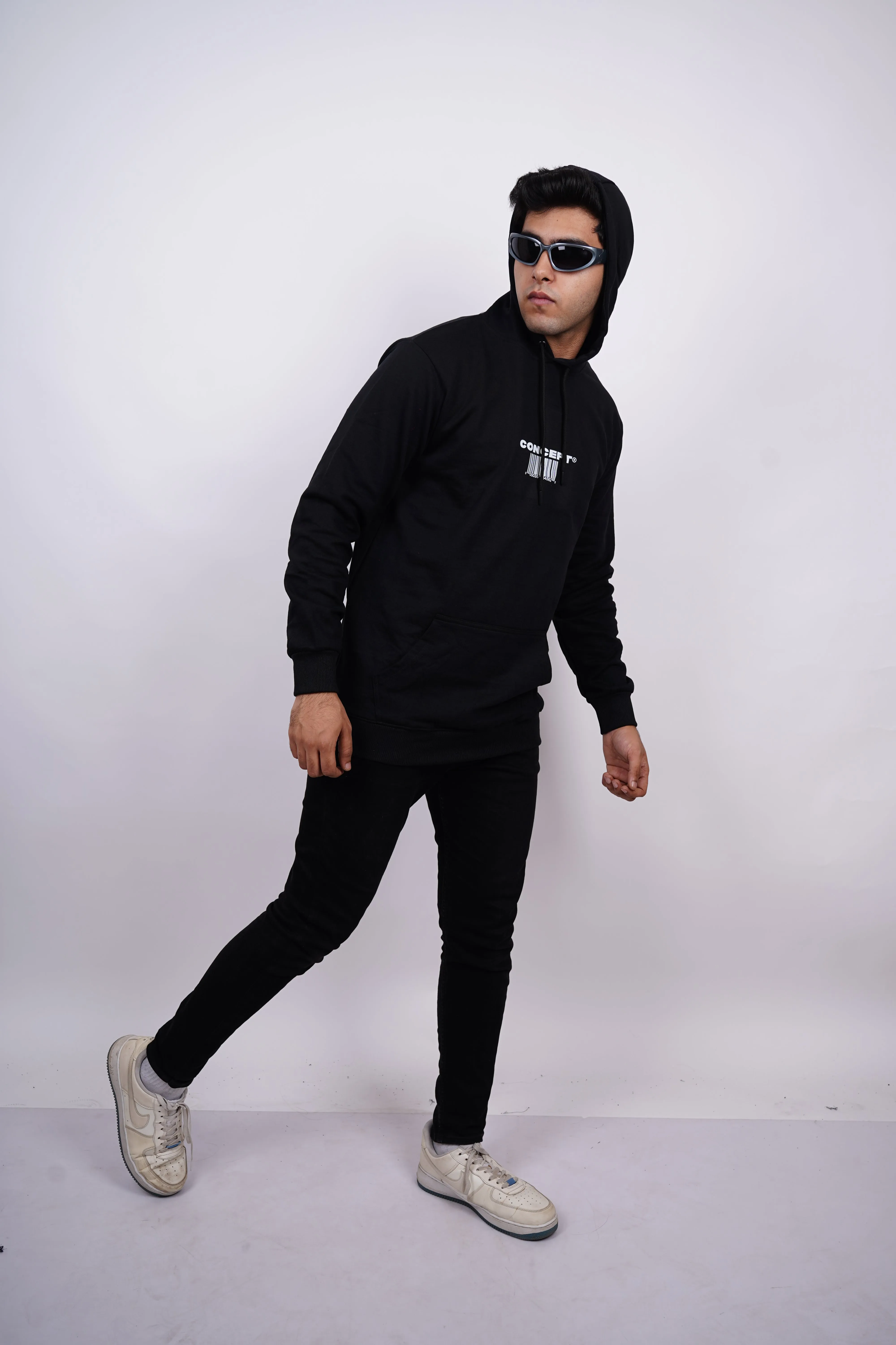 The Illusions Concept Relaxed fit Black Hoodie for Men By DemonWear