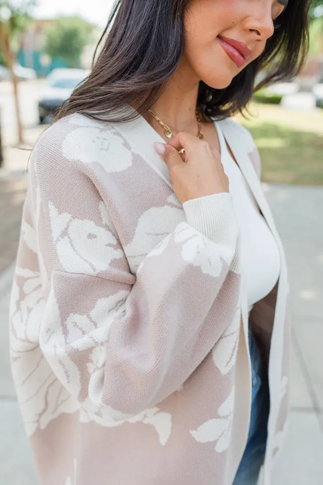 Trying Your Best Beige Floral Cardigan SALE