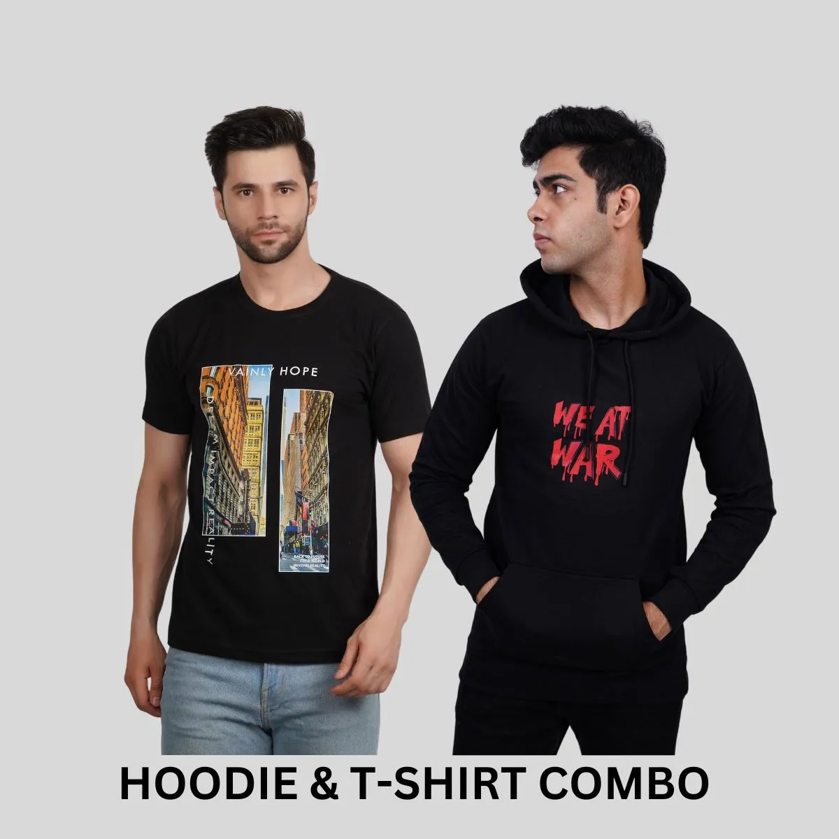 ULTIMATE COMBO - We At War Black Hoodie   Vainly Hope Black Tees By Demonwear (DW010)