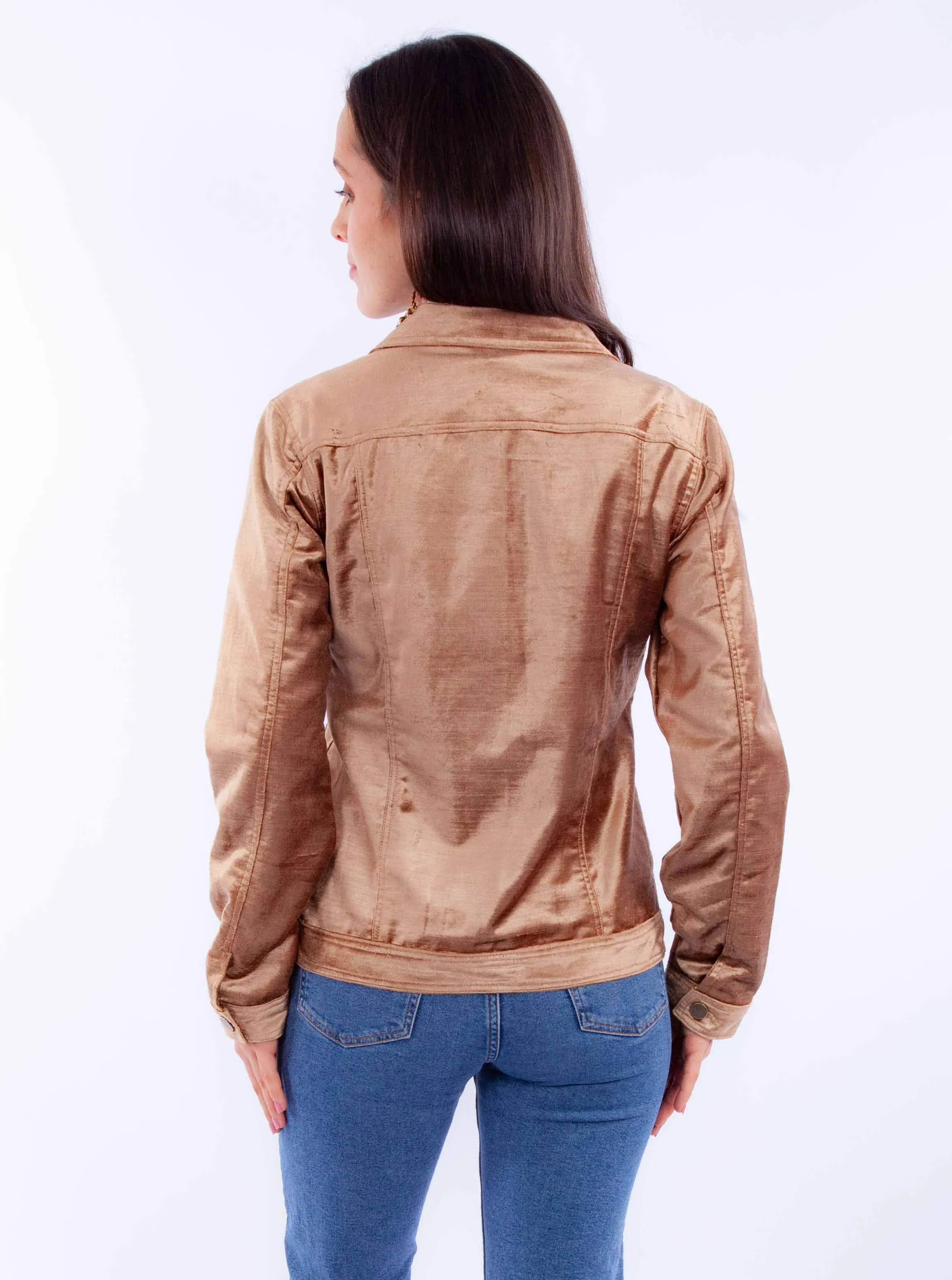 Velvet Jacket with Embroidery in Tan at Bourbon Cowgirl