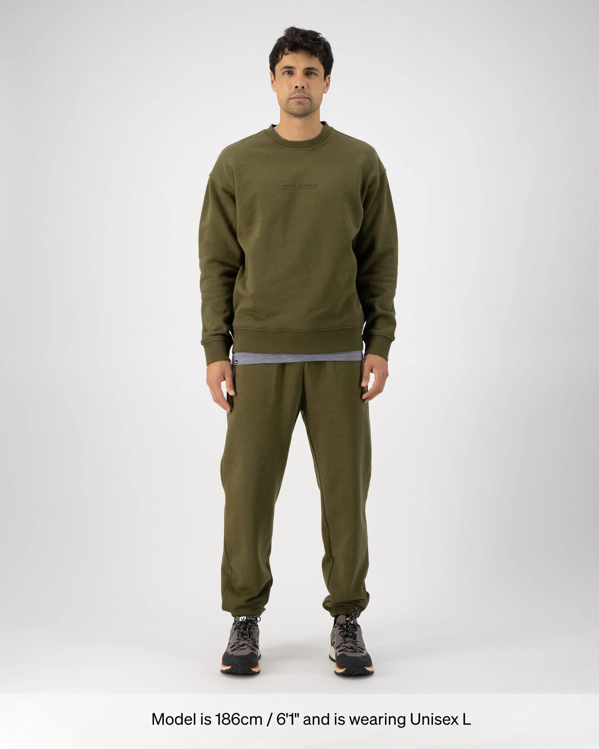 Verdant Merino Organic Cotton Crew - Dark Olive