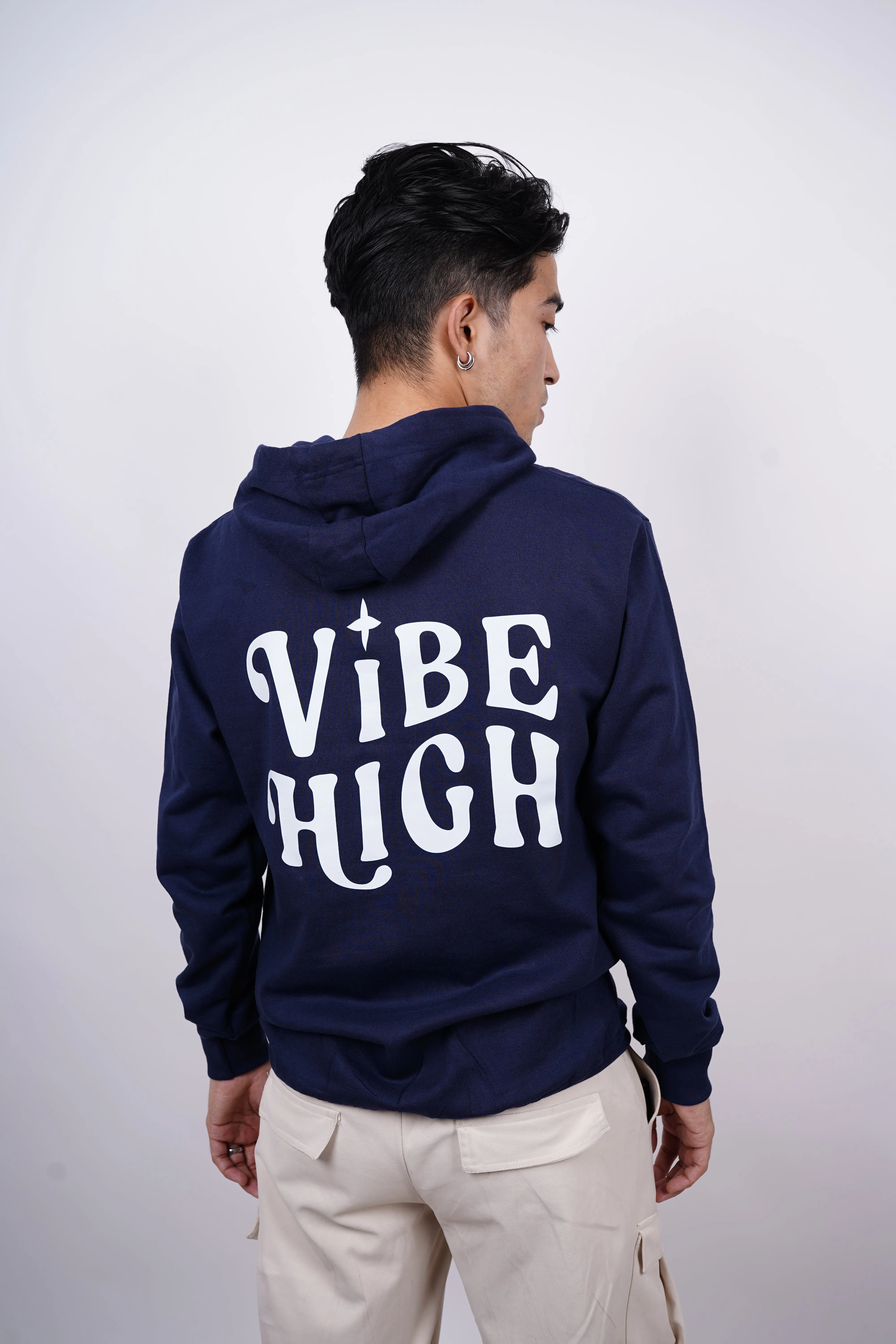 Vibe High Relaxed fit Dark Haven blue Hoodie for Men By DemonWear