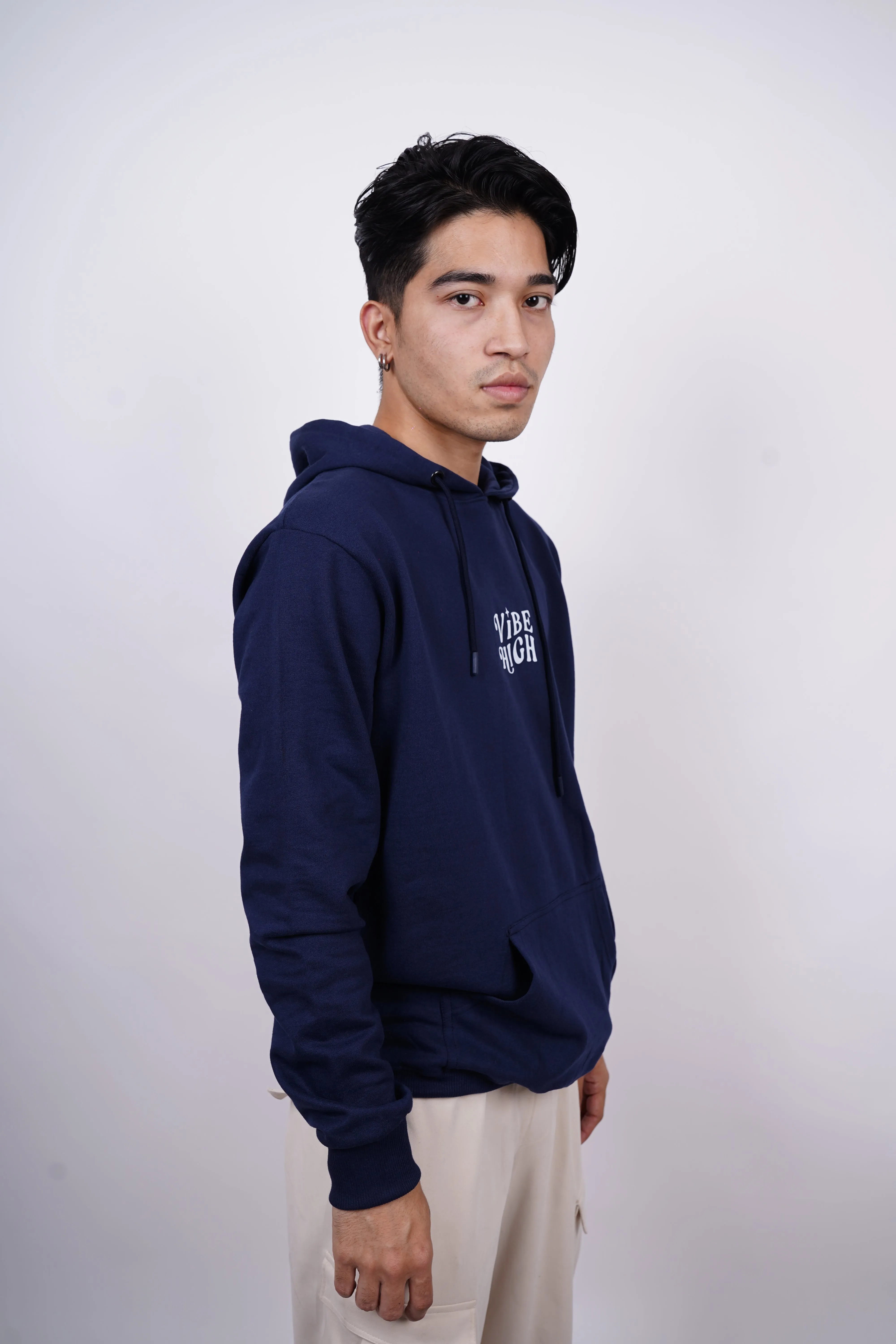 Vibe High Relaxed fit Dark Haven blue Hoodie for Men By DemonWear