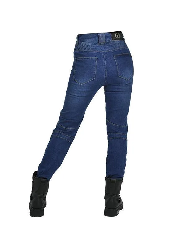 Vintage Casual Denim Stretch Motorcycle Pants