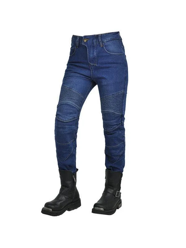 Vintage Casual Denim Stretch Motorcycle Pants