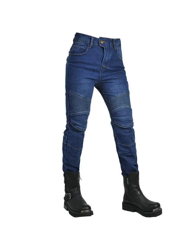 Vintage Casual Denim Stretch Motorcycle Pants