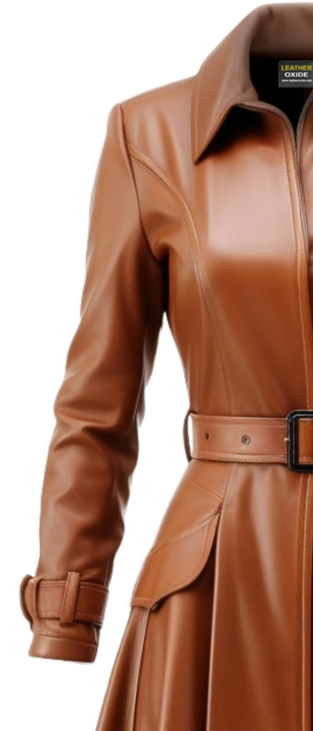 Women Brown Leather Coat - Brown Stylish Leather Coat