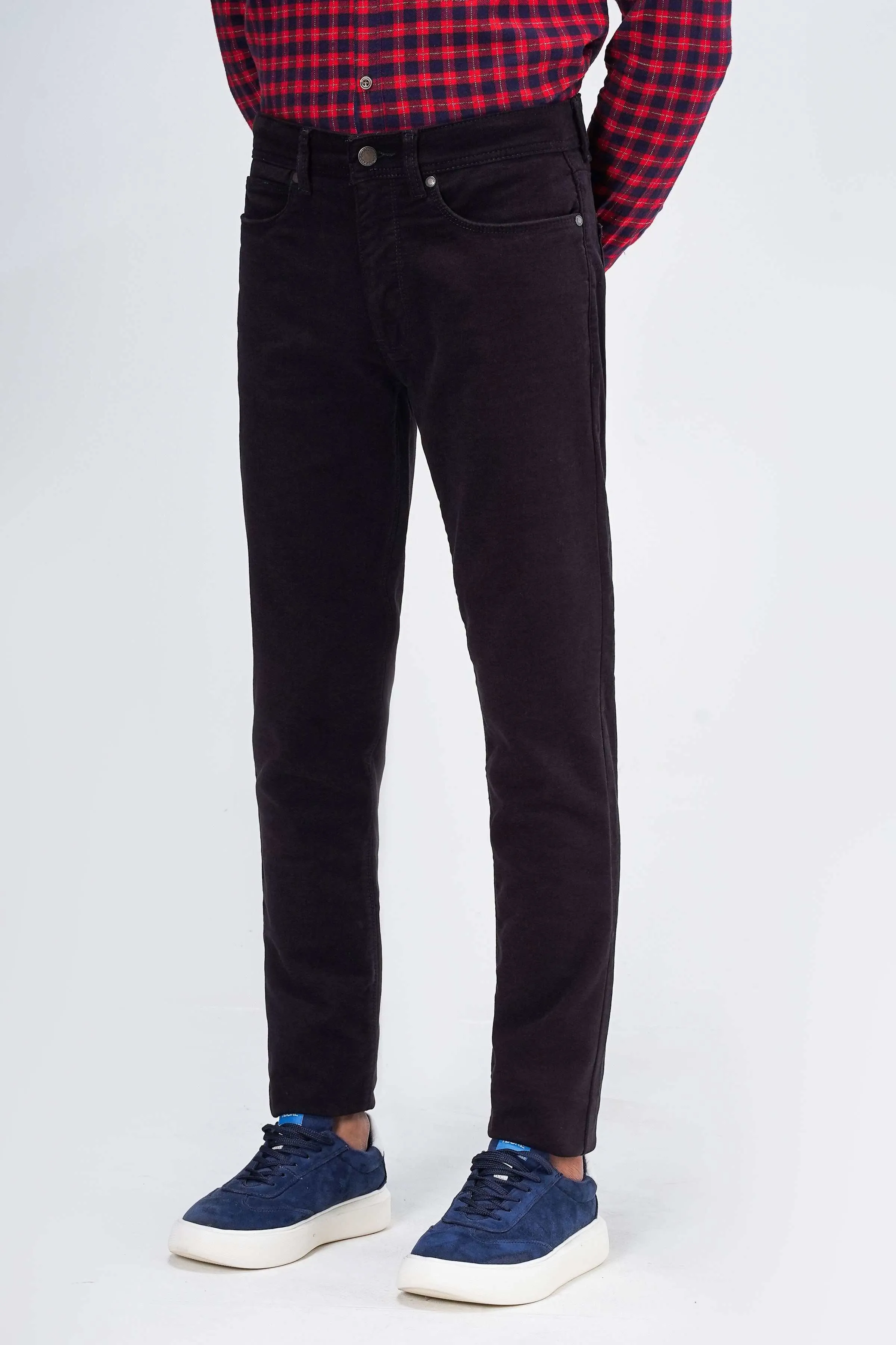 WOOLEN 5-POCKET PANT MAHROON BLACK