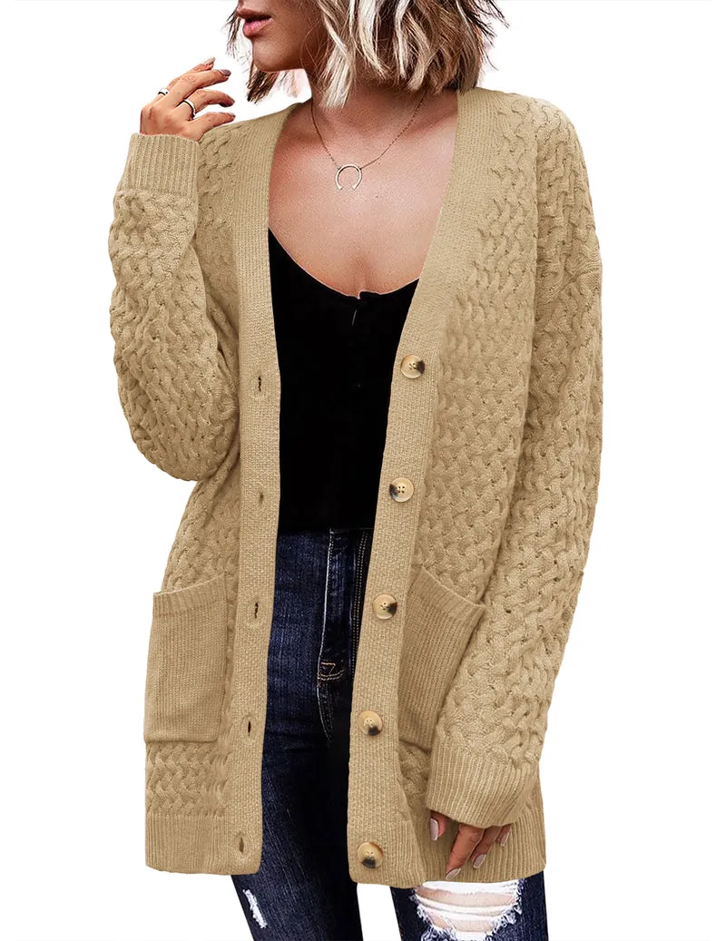 Zeagoo Womens Long Sleeve Chunky Cable Knit Cardigans