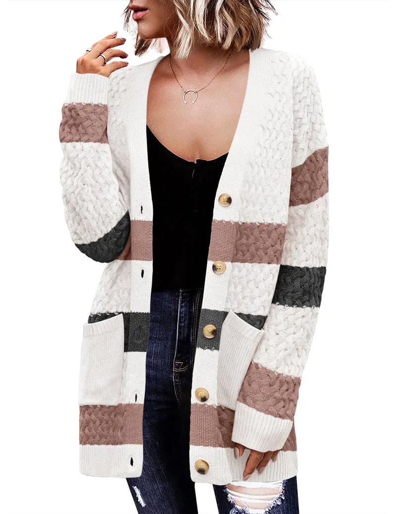 Zeagoo Womens Long Sleeve Chunky Cable Knit Cardigans