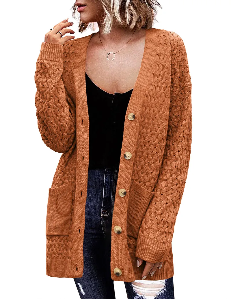 Zeagoo Womens Long Sleeve Chunky Cable Knit Cardigans