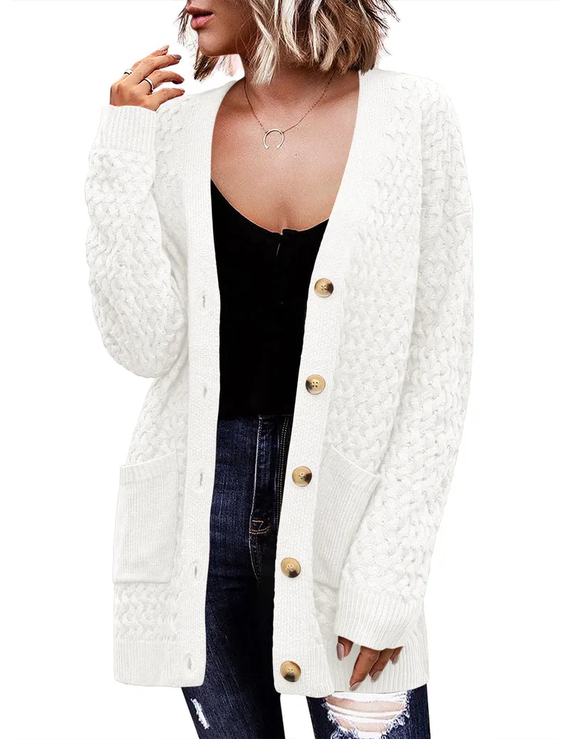 Zeagoo Womens Long Sleeve Chunky Cable Knit Cardigans