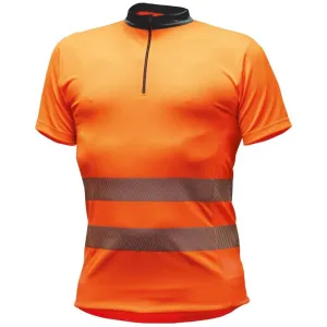 Zip Neck Shirt Short Sleeves Orange